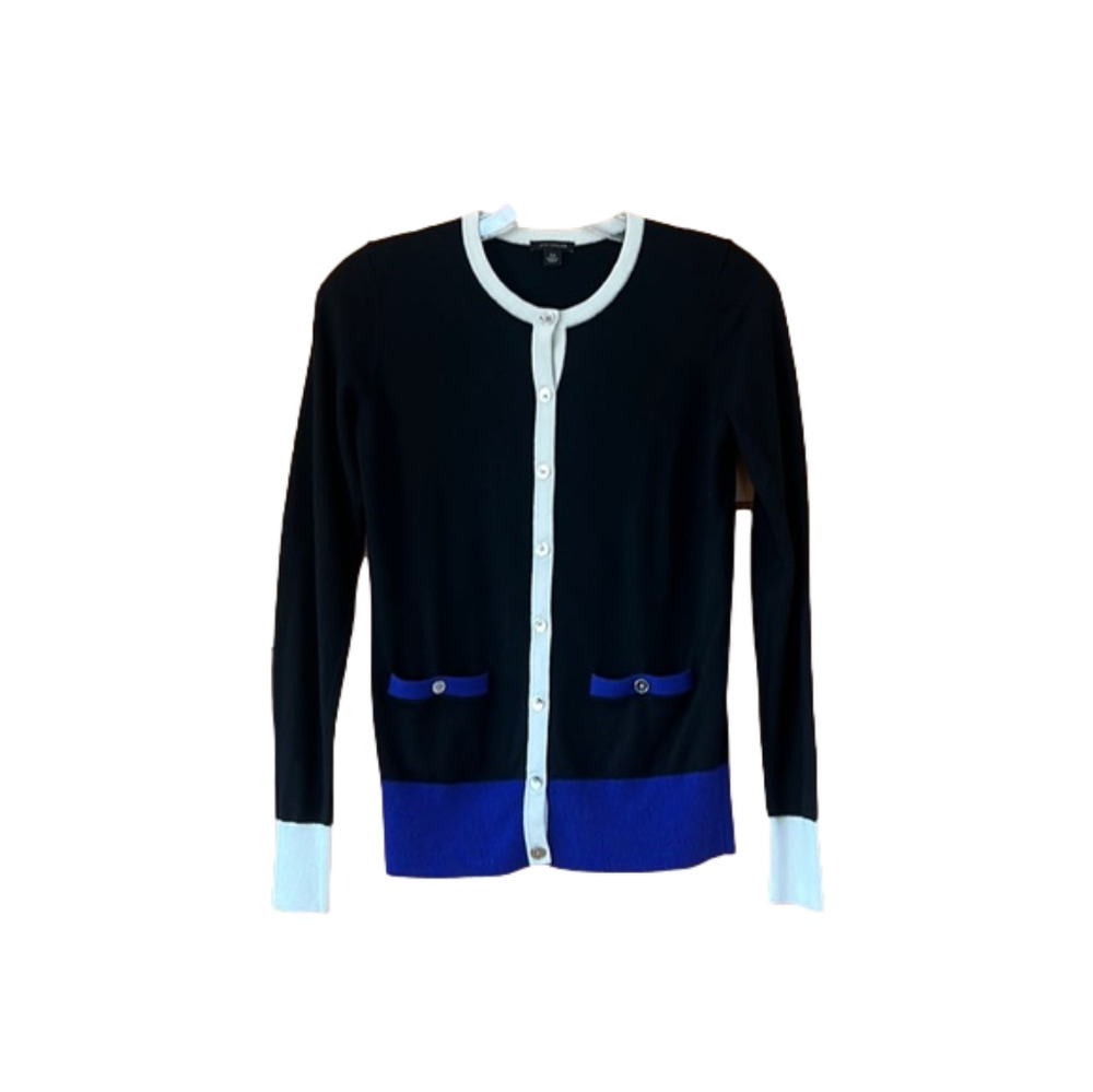 Ann Taylor Cardigan Sweater Colorblock Button Front XS